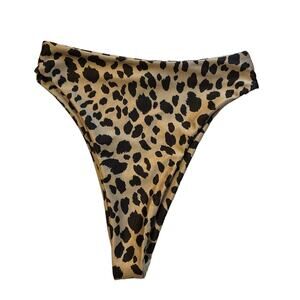 Boohoo Women’s Leopard Print High Waisted Bikini Bottoms Cheeky Tan Black Size 6